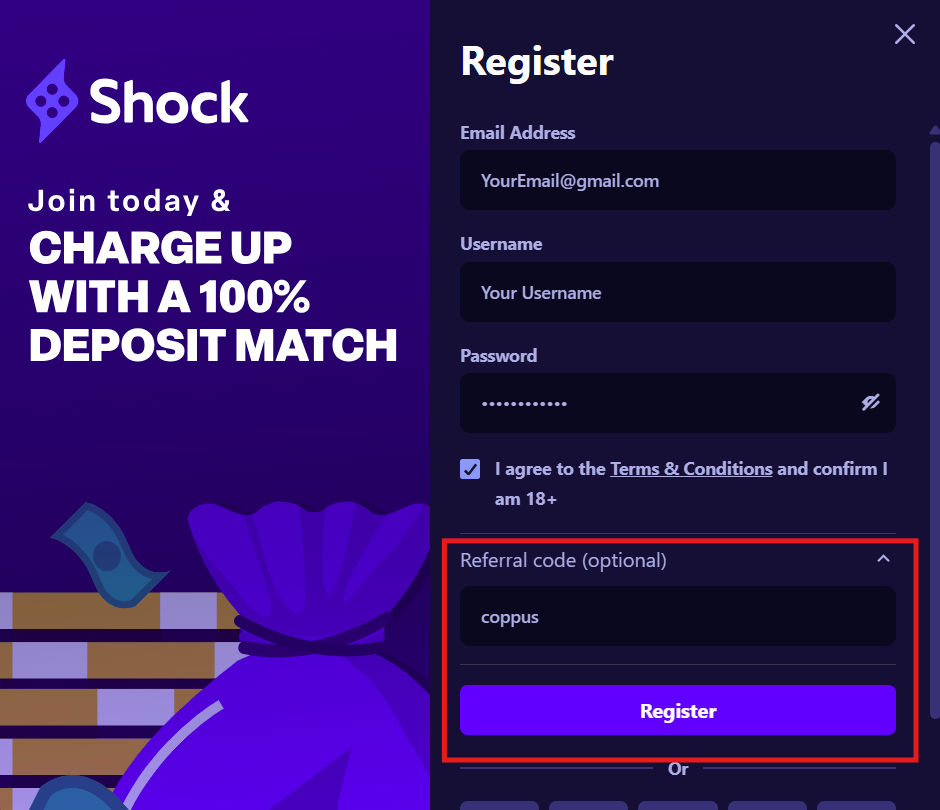 Shock.com Registration Instructions